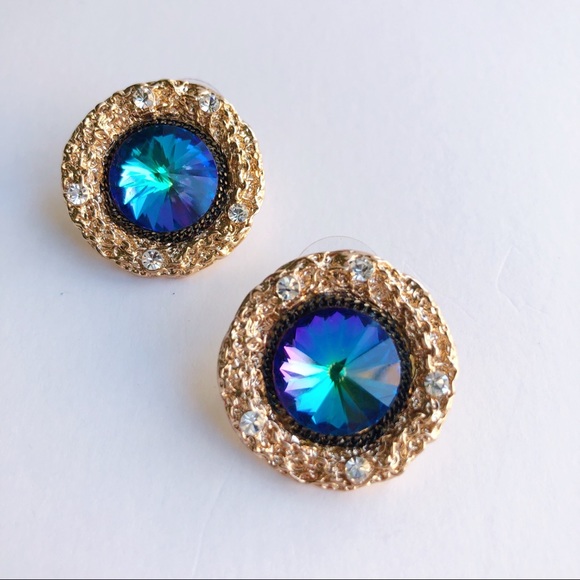 Something Blue Vintage Gem Studs - Picture 2 of 4